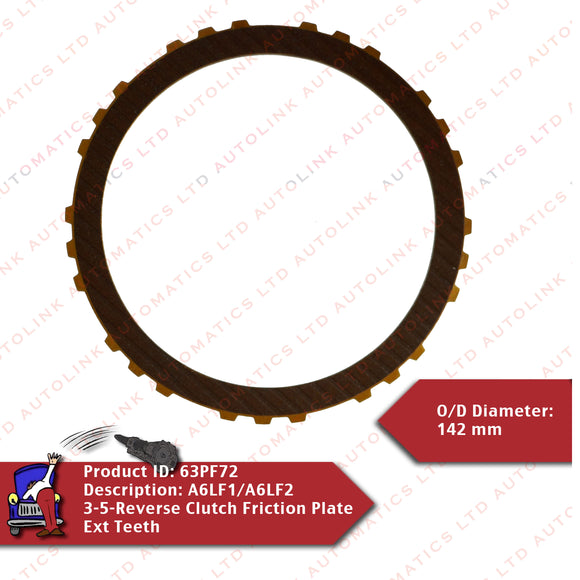 A6LF1/A6LF2 3-5-Reverse Clutch Friction Plate Ext Teeth